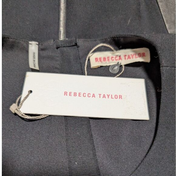 Rebecca Taylor Black Sleeveless Real Lamb Leather Peplum Zip Top New Women's 6 - Picture 8 of 9